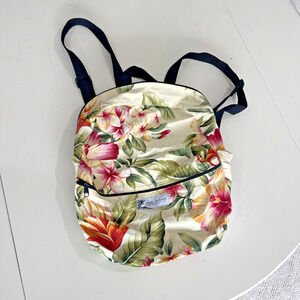 LOCAL DESIGN Made In Hawaii Tropical Cotton Backpack Floral Zip Pockets Travel